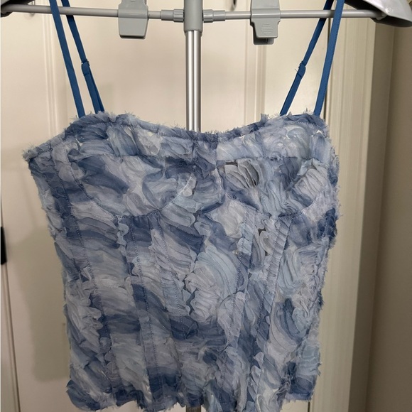 PrettyLittleThing Blue Ruffled Bustier Camisole Top - Picture 1 of 8